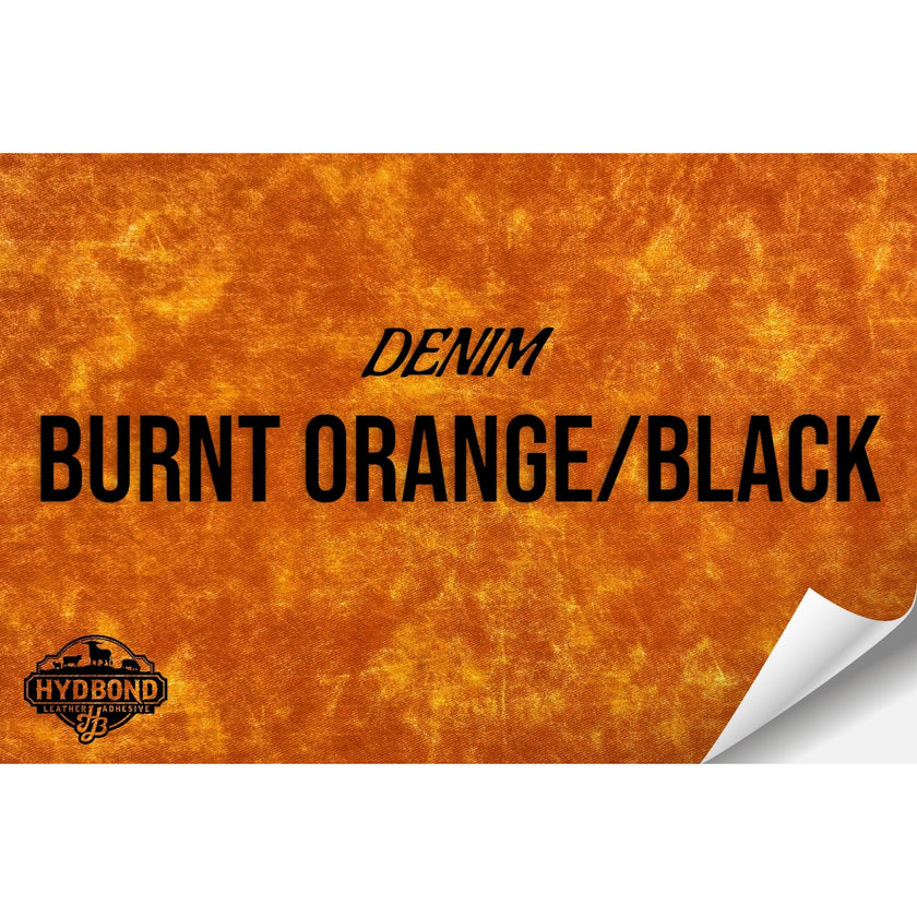 BURNT ORANGE DENIM/BLACK WITH ADHESIVE HYDBOND LEATHERETTE SHEET (12