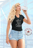 But First Coffee Rhinestone Shirt – Coffee Lover Sparkle Bling Tee | Blingdazzel