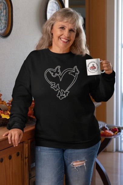 Heart with Butterflies Rhinestone Shirt – Sparkly Butterfly Bling Tee | Blingdazzel