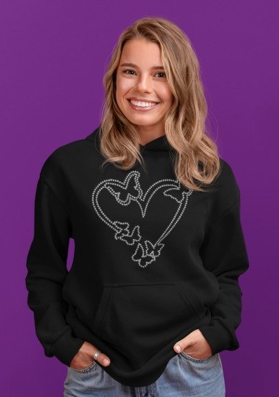 Heart with Butterflies Rhinestone Shirt – Sparkly Butterfly Bling Tee | Blingdazzel