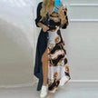 Button Fashion Print Long Sleeve Shirt Charming Dress Women