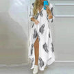 Button Fashion Print Long Sleeve Shirt Charming Dress Women