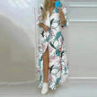 Button Fashion Print Long Sleeve Shirt Charming Dress Women