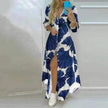 Button Fashion Print Long Sleeve Shirt Charming Dress Women