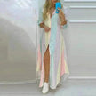 Button Fashion Print Long Sleeve Shirt Charming Dress Women