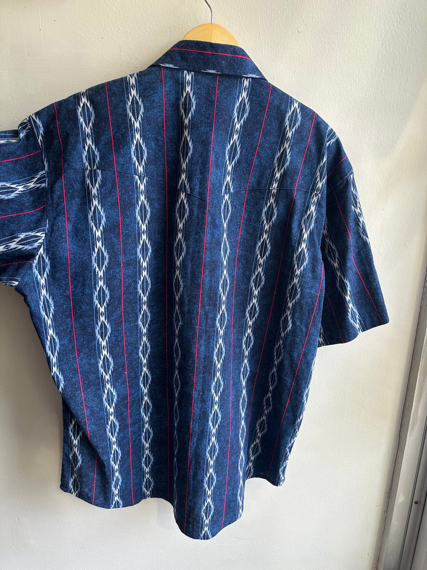 Vintage Men’s Blue Western Wrangler Shirt | Size Large