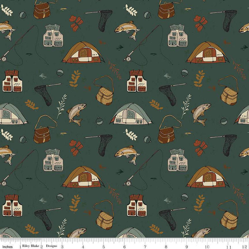 Riley Blake - Let's Wander - Gone Fishing Forest - C16881-FOREST