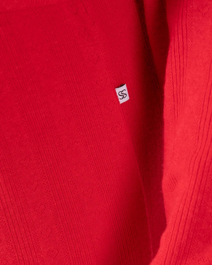 Red Two Piece Long Pajama Set