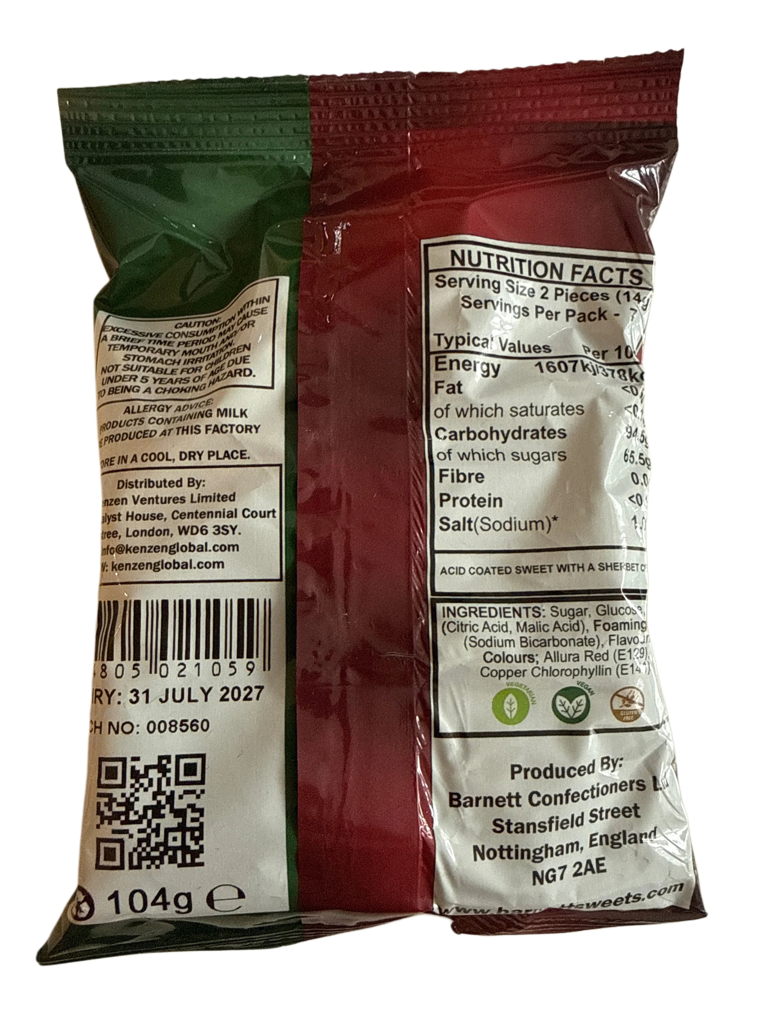 Barnetts Mega Watermelon Candy 104G - U.K Edition