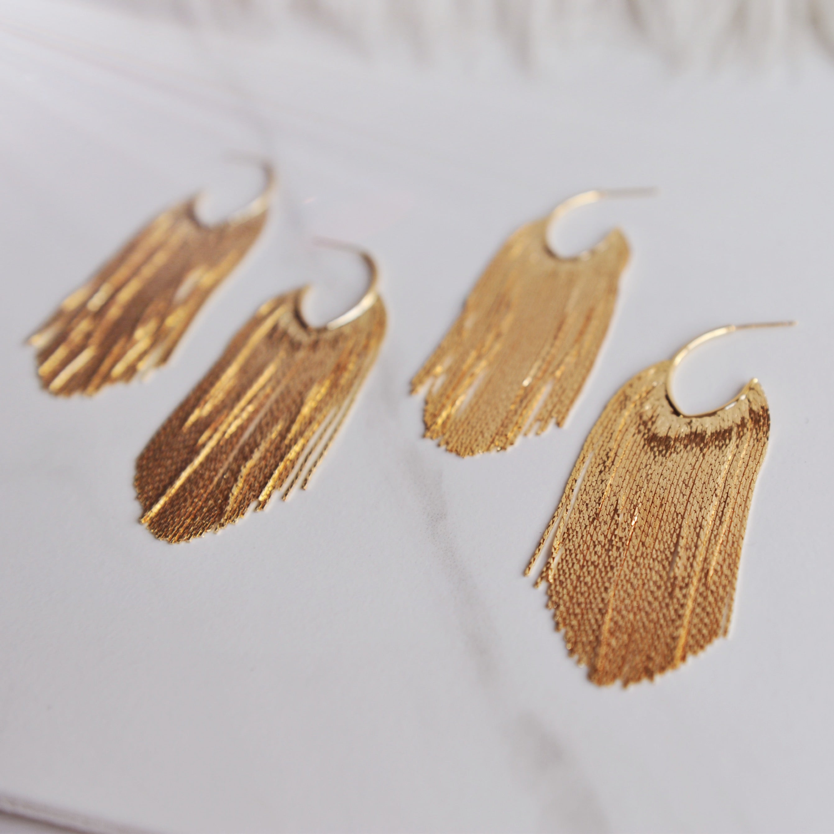 POPPY Gold Tassel Earrings, Glam, Party Earrings