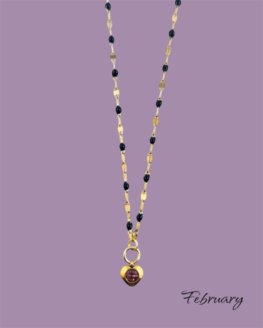 Heart Stone Necklaces in gold - various birthstone colours