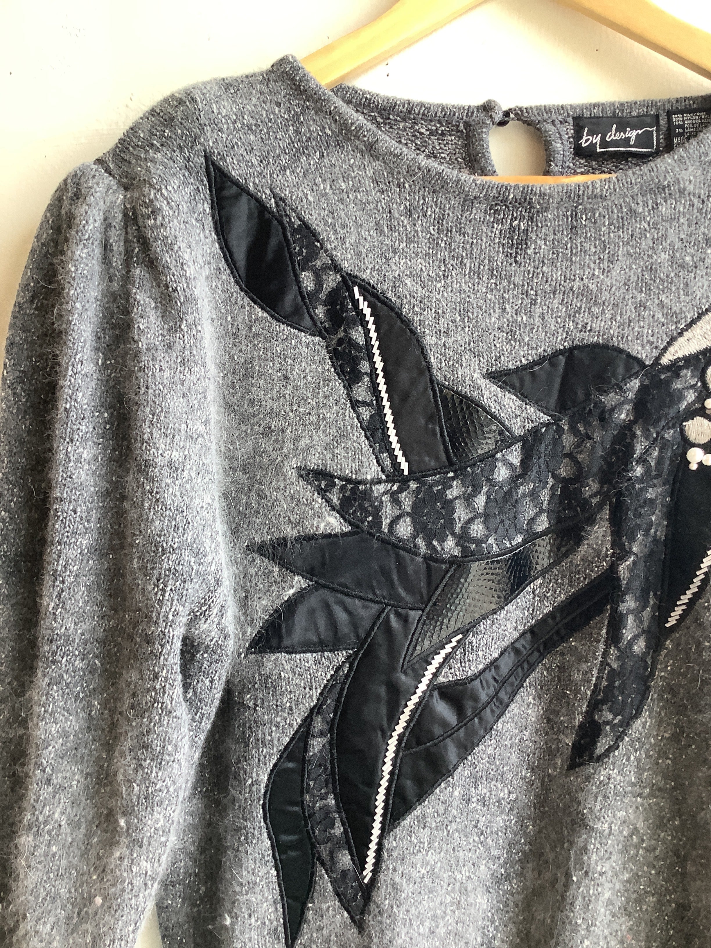 Vintage By Design Embellished Angora Silk Sweater