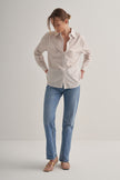 Button Down Gold Stripe Longsleeve Shirt - White