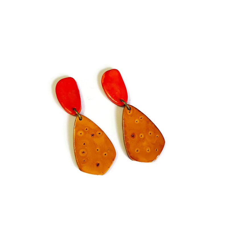 Colorful Teardrop Statement Earrings Handmade, Post or Clip On 