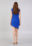 Wrap Plung Collar Asymmetric Skirt Formal Vest Dress -Royal Blue