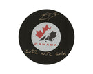 Donovan Sebrango Autographed Team Canada Autograph Model Puck Inscribed 