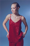 Sequin Spaghetti Strap Camisole - Red