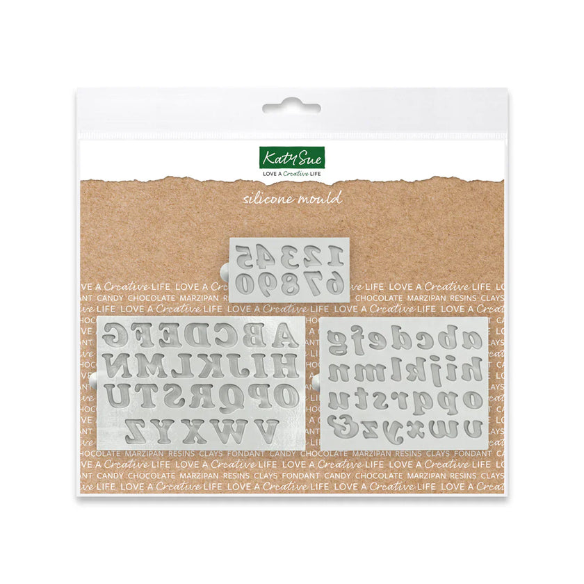 Basic Italics Alphabet and Numbers Silicone Mould Set of 3