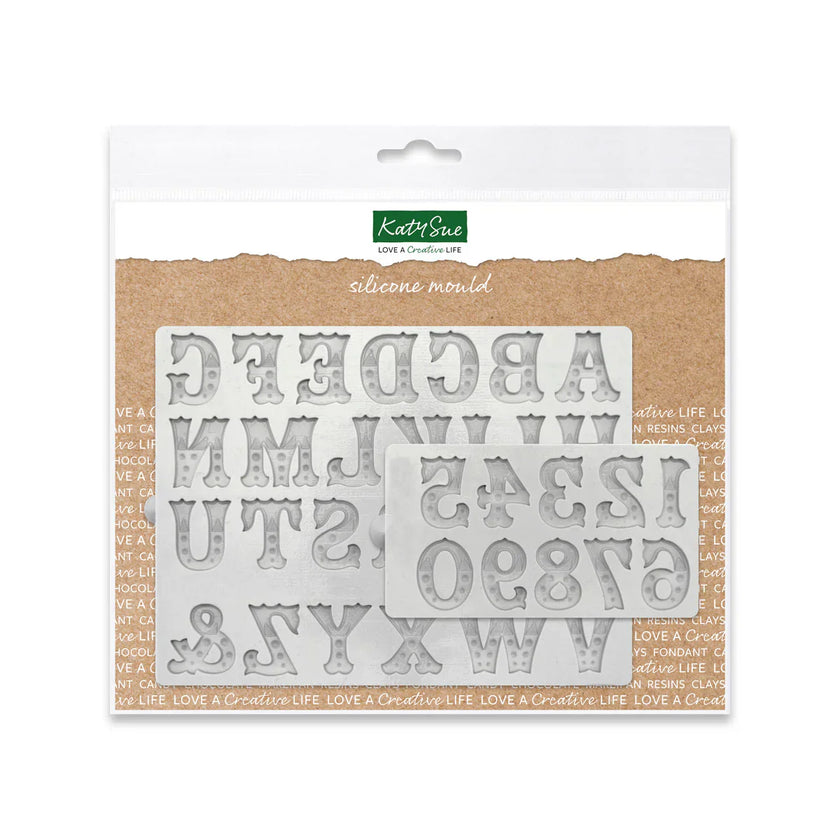 Zebrawood Font Alphabet and Numbers Silicone Mould Set of 2
