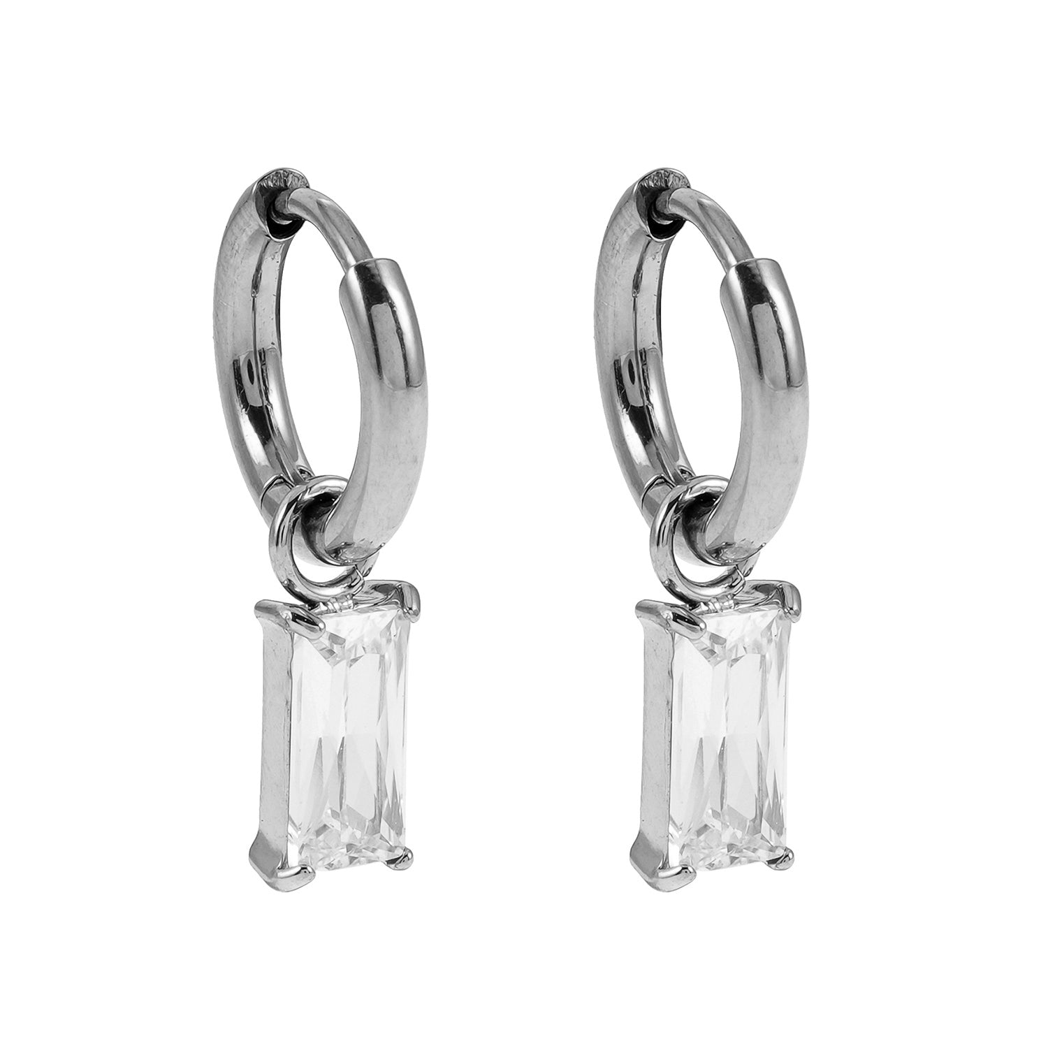 Style CACA Or Blanc (Couleur Argent) : Boucles d’oreilles pendantes en forme de cercle avec cristaux transparents incrustés, inspirées du style vintage.