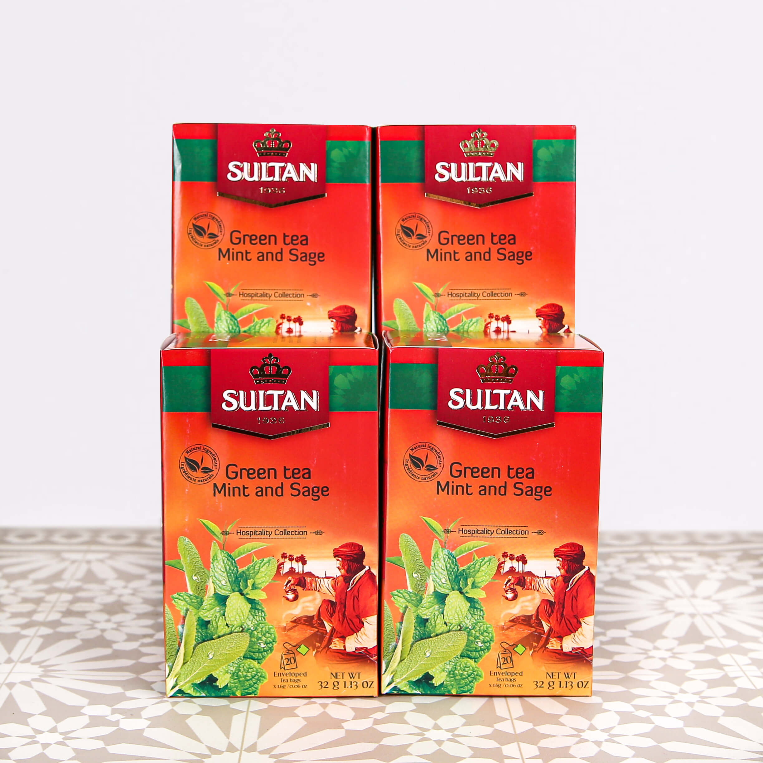 SULTAN Tisane Green tea Mint & Sage  - 5 Pack (20 Bag Each)