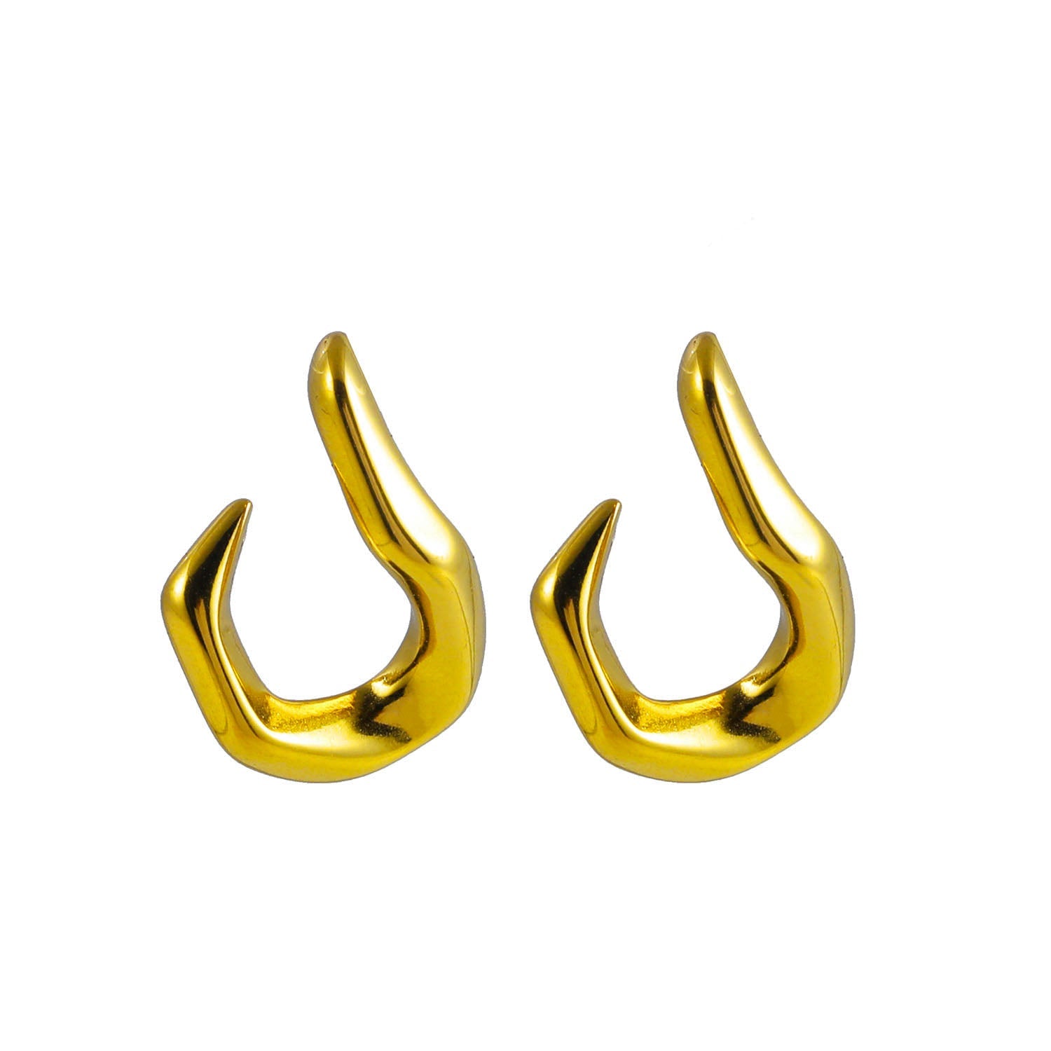 Boucles d'oreilles créoles abstraites en forme de CAGLIO, en or.