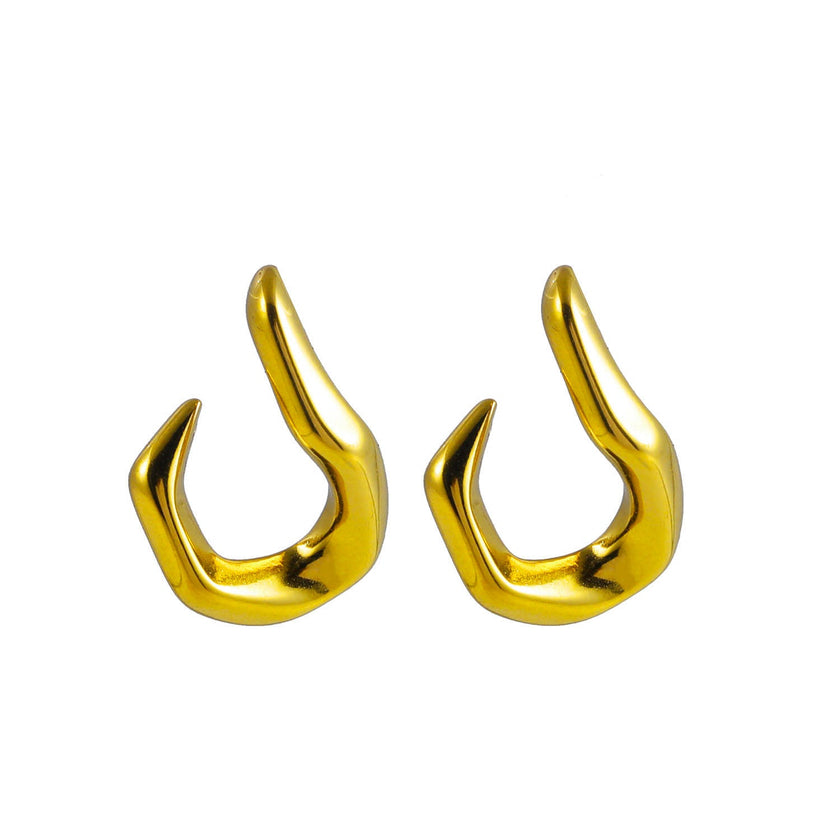Boucles d'oreilles créoles abstraites en forme de CAGLIO, en or.