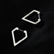 CAGLIARI: Triangle Shaped Contemporary Hoop Earrings in White Gold (Silver Toned)