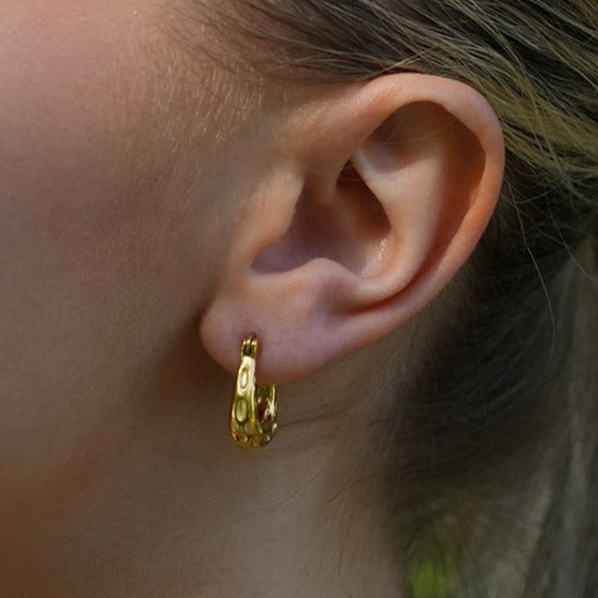 CALAVINO: Hammered Horse-Shoe Hoop Earrings