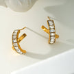 CARBIS: Retro Style Crossover Zirconia Embedded Earrings in Gold