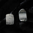 Style CARMEL: Curved Pavé Zirconia Stud Earrings in White Gold (Silver Toned)