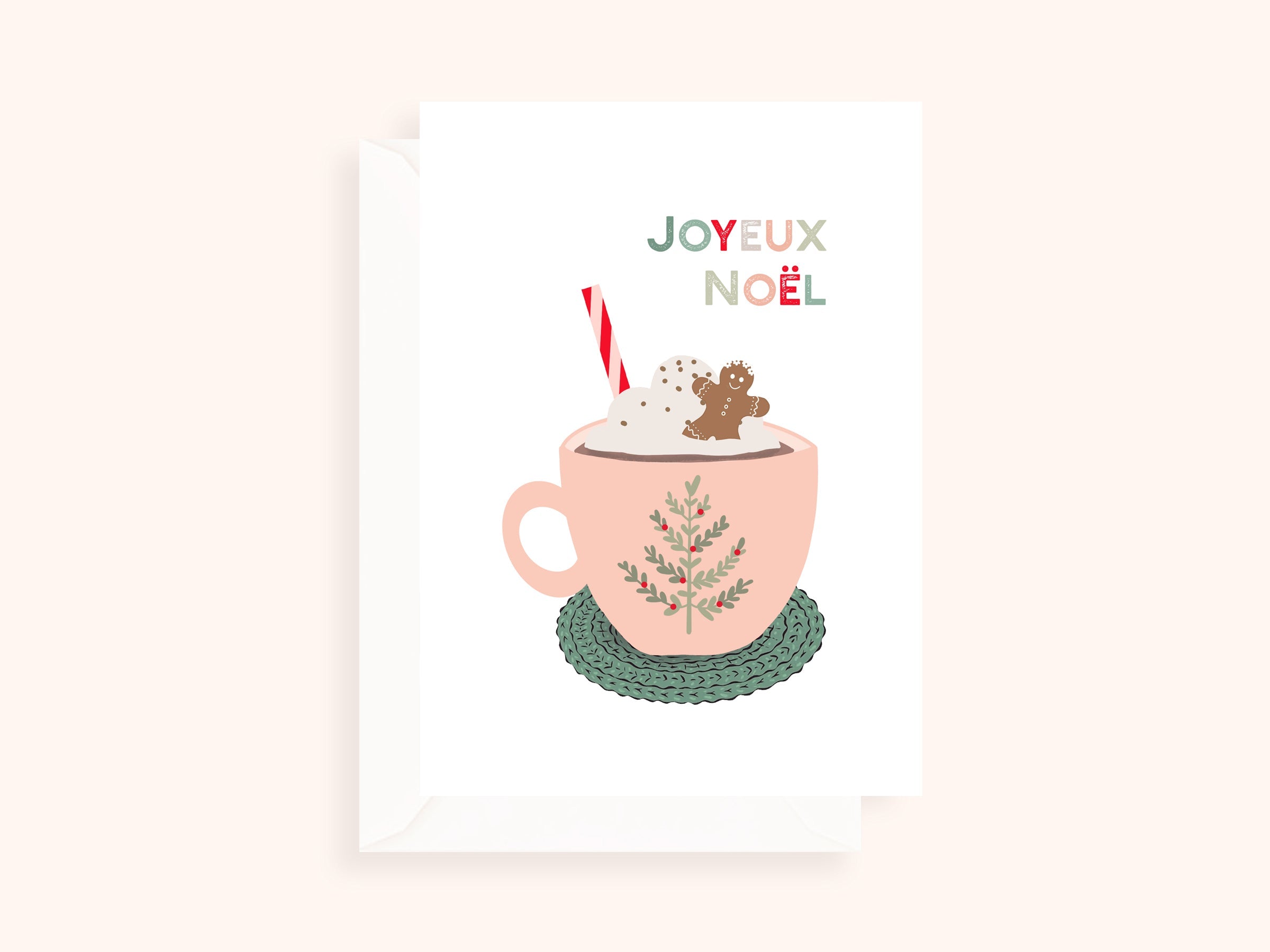 Coffret de 6 cartes de Noël pliées - Café de Noël
