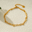CASTILIA LG Gold Anklet:  Double Stacked Paper Clip Chain &  Beaded Chain - Dazzle in Duality