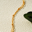 CASTILIA LG Gold Anklet:  Double Stacked Paper Clip Chain &  Beaded Chain - Dazzle in Duality