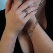 CHRISTINA: Charms Adorned White Gold (Silver Toned) Bracelet