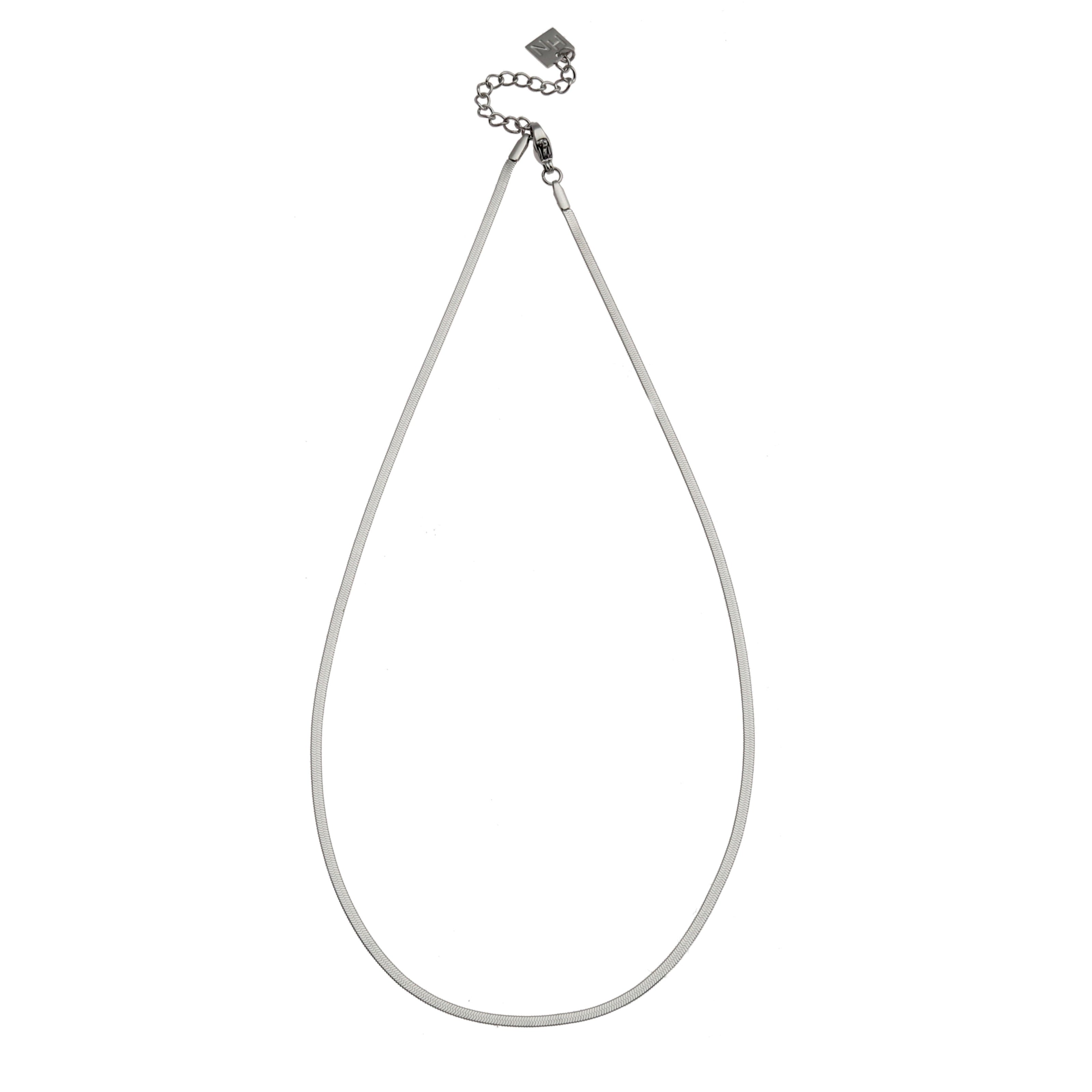 CATANIA: Snake Skin Textured Silver Chain Necklace