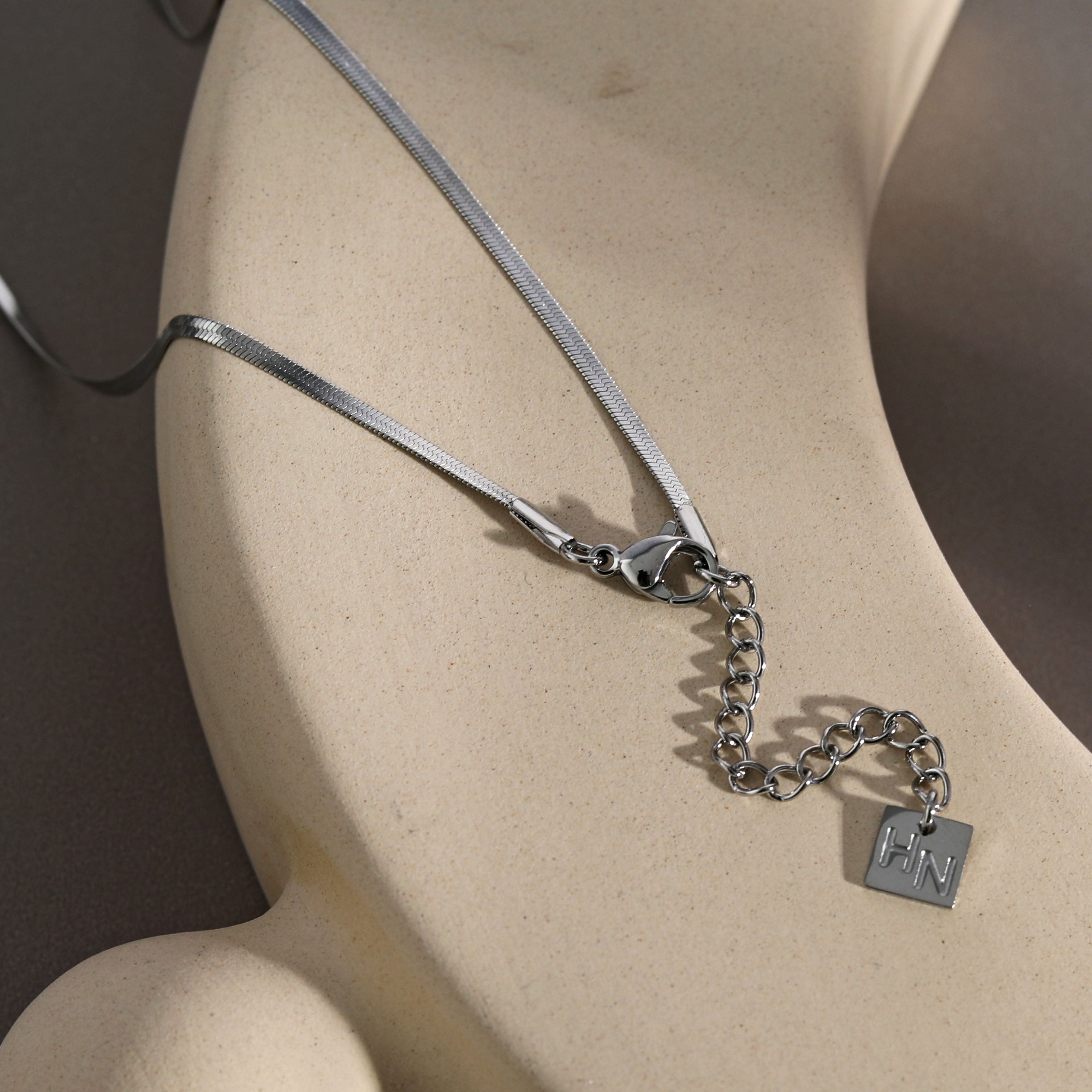 CATANIA: Snake Skin Textured Silver Chain Necklace