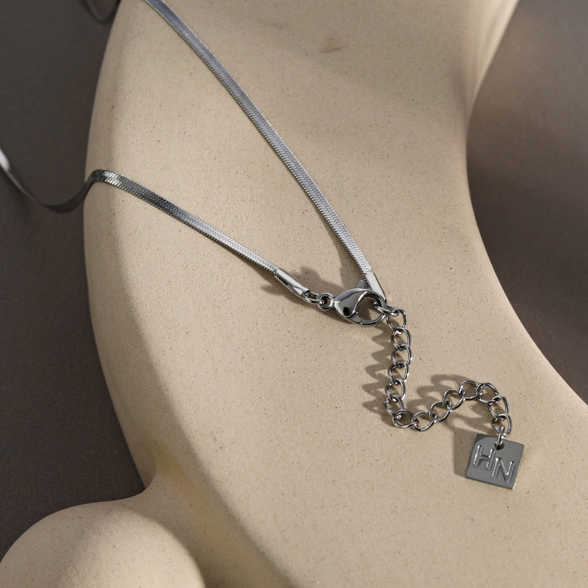 CATANIA: Snake Skin Textured Silver Chain Necklace