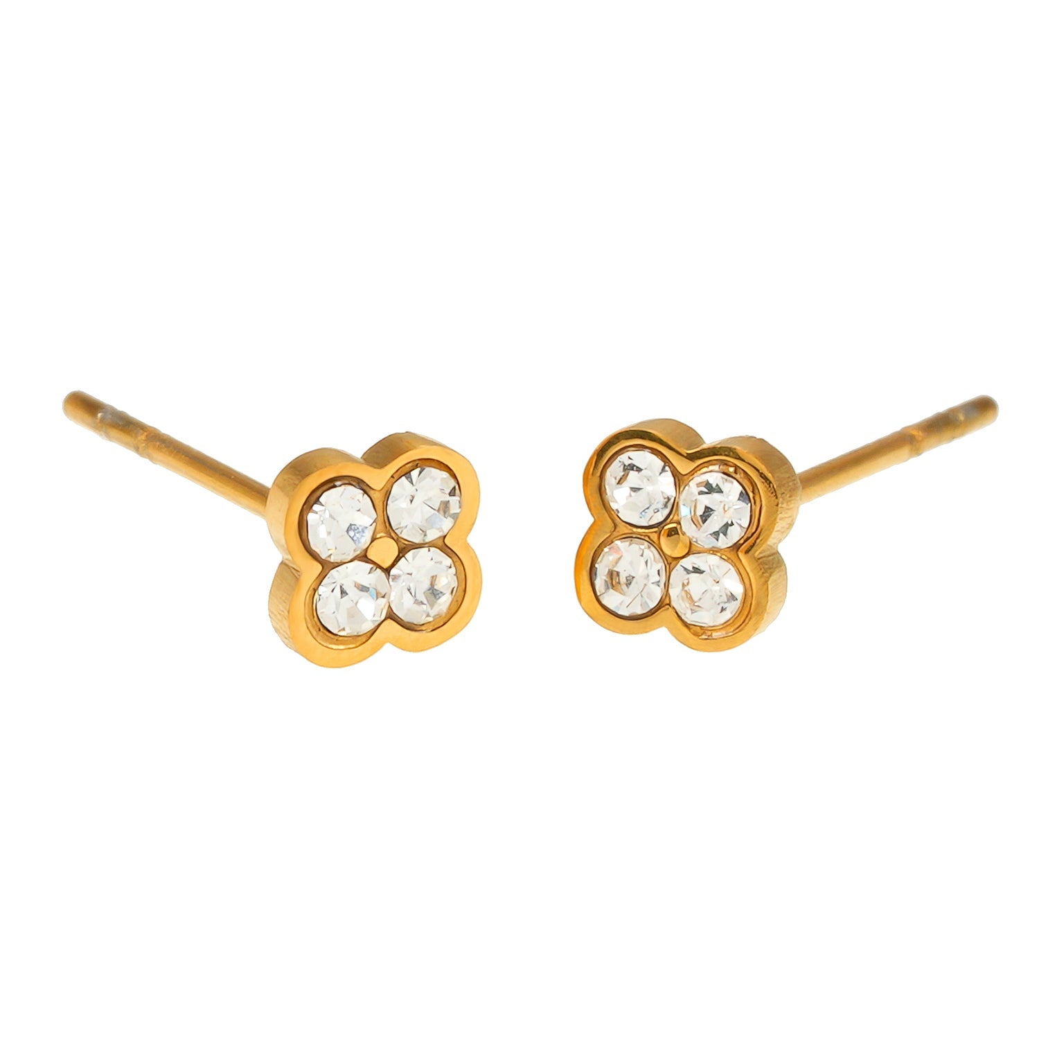 CATFORD Gold : Mini boucles d'oreilles en forme de trèfle à zircone (CZ)