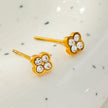 CATFORD Gold : Mini boucles d'oreilles en forme de trèfle à zircone (CZ)