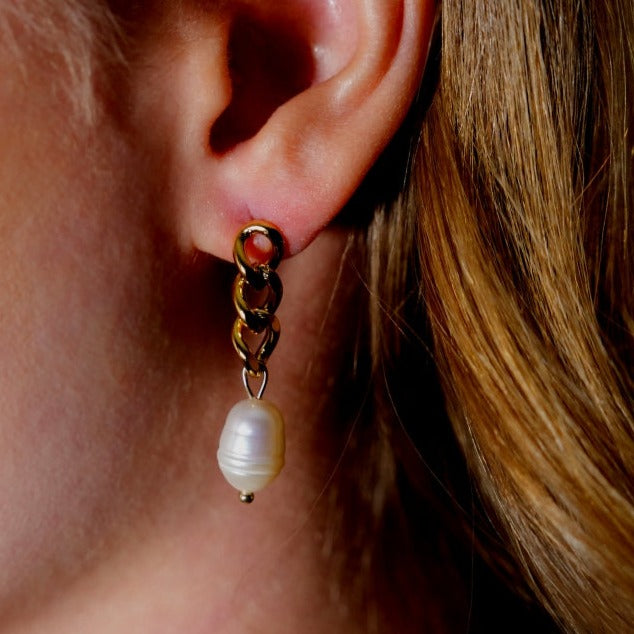 Boucles d'oreilles pendantes en perles d'eau douce naturelles CATH.