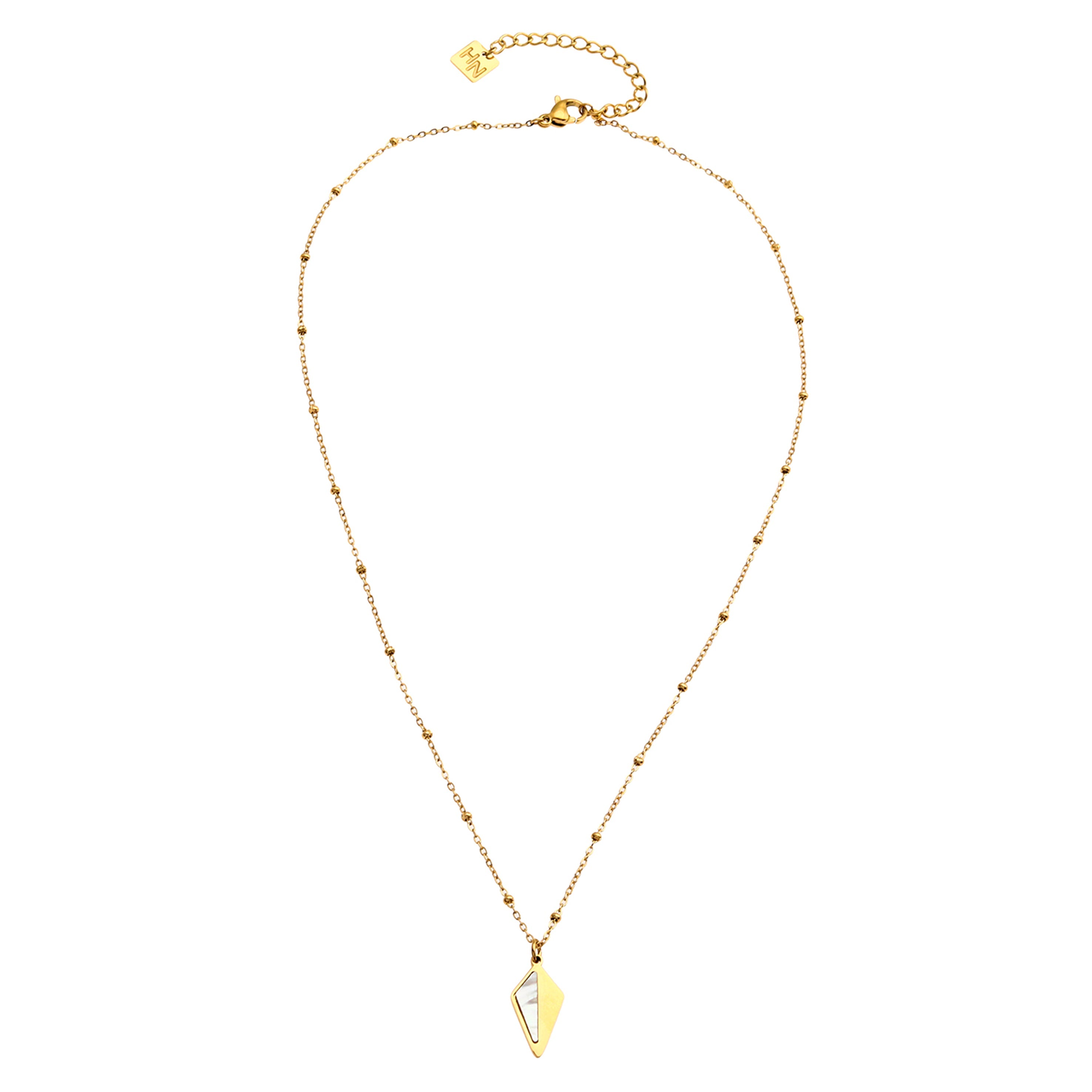 Collier pendentif en forme de diamant minimaliste en métal et coquille de CATORI