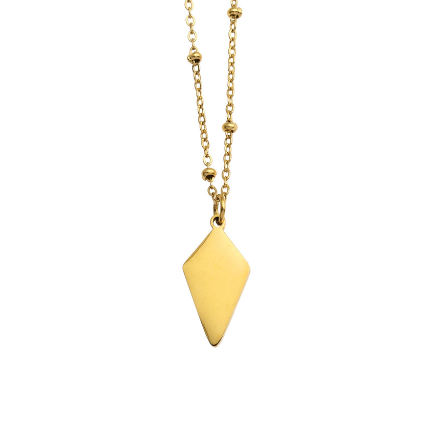 Collier pendentif en forme de diamant minimaliste en métal et coquille de CATORI