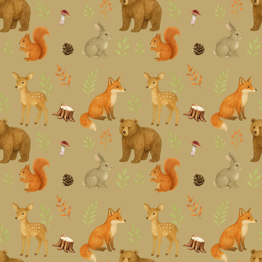 🦊Grande mousseline de bambou les copains des bois