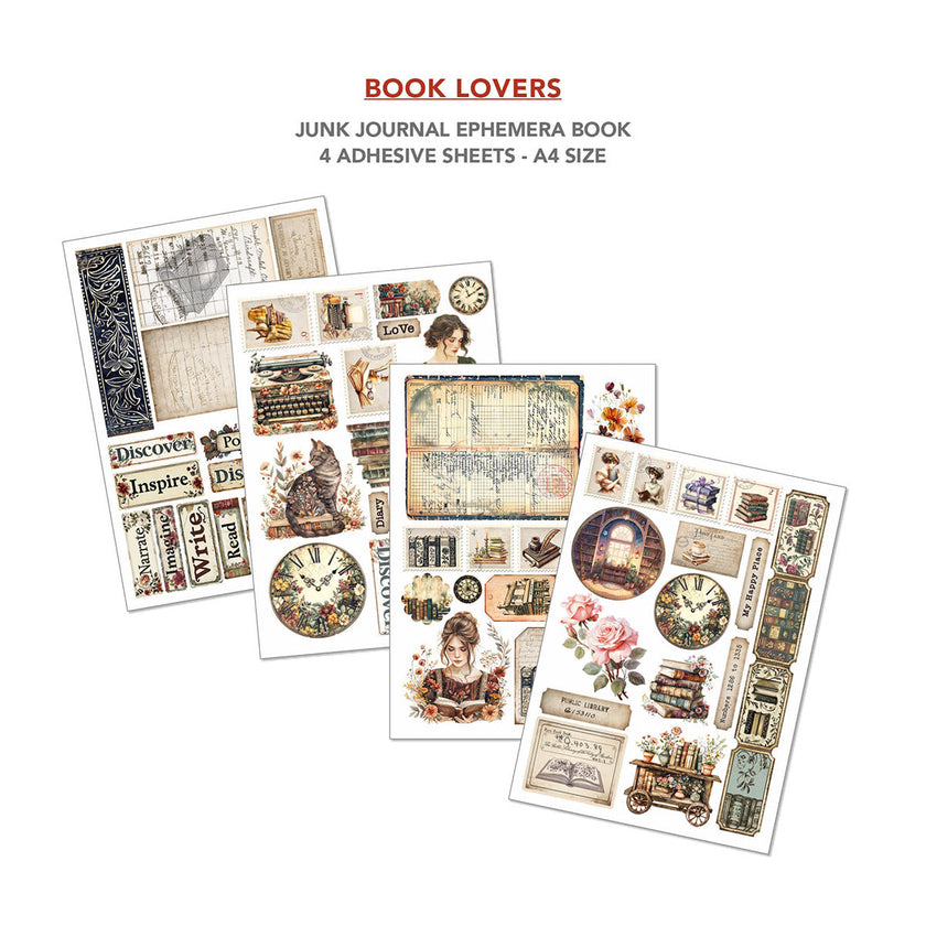 Book Lovers Junk Journal & Ephemera Book  A4 32/Pkg