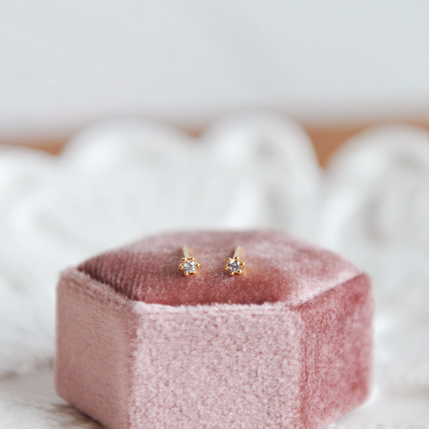 GWEN dainty crystal stud earrings, Minimalist