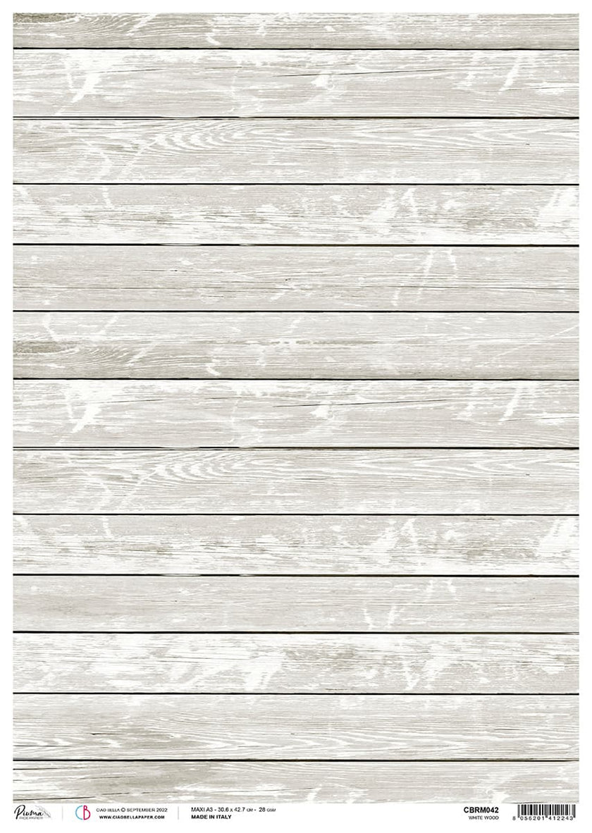 Rice Paper A3 Piuma White Wood - 3 Sheets