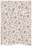 Rice Paper A3 Piuma Pinecones' round the clocks - 3 Sheets