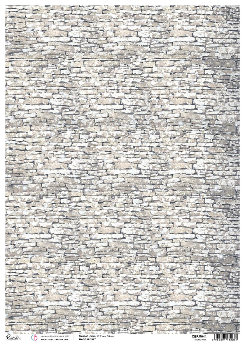 Rice Paper A3 Piuma Stone wall - 3 Sheets