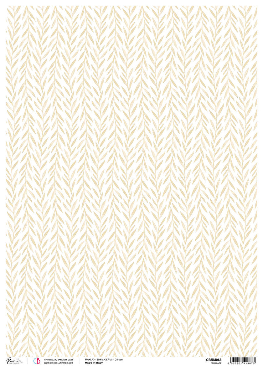 Ciao Bella Rice Paper A3 Piuma Feuillage - 3 Sheets